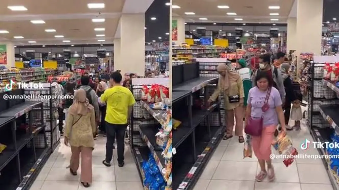 Viral Momen Orang Rebutan Beli Beras di Supermarket, Sebelum di Display Langsung Ludes