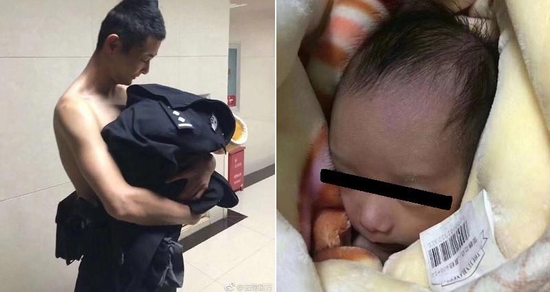 Terpuji, Polisi Selimuti Bayi yang Dibuang dengan Seragamnya