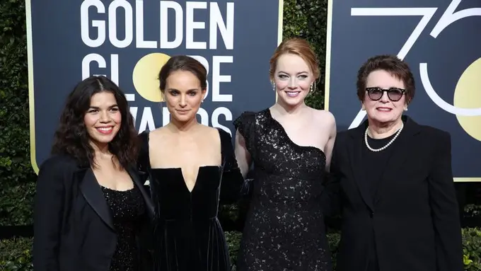 [Bintang] Hitam Menawan, Eksisnya Gaya Seleb di Golden Globe Awards 2018
