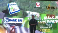 Walikota Batu, Dewanti Rumpoko saat memberikan sambutan untuk Tour d'Indonesia (Liputan6.com/Adyaksa Vidi)