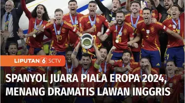 Spanyol untuk keempat kalinya menjuarai piala Eropa, usai menundukkan Inggris dengan skor 2-1 pada laga final di Stadion Olimpiade Berlin. Dua gol kemenangan Tim Matador dicetak Nico Williams dan Mikel Oyarzabal. Sedangkan gol tunggal Inggris dibukuk...