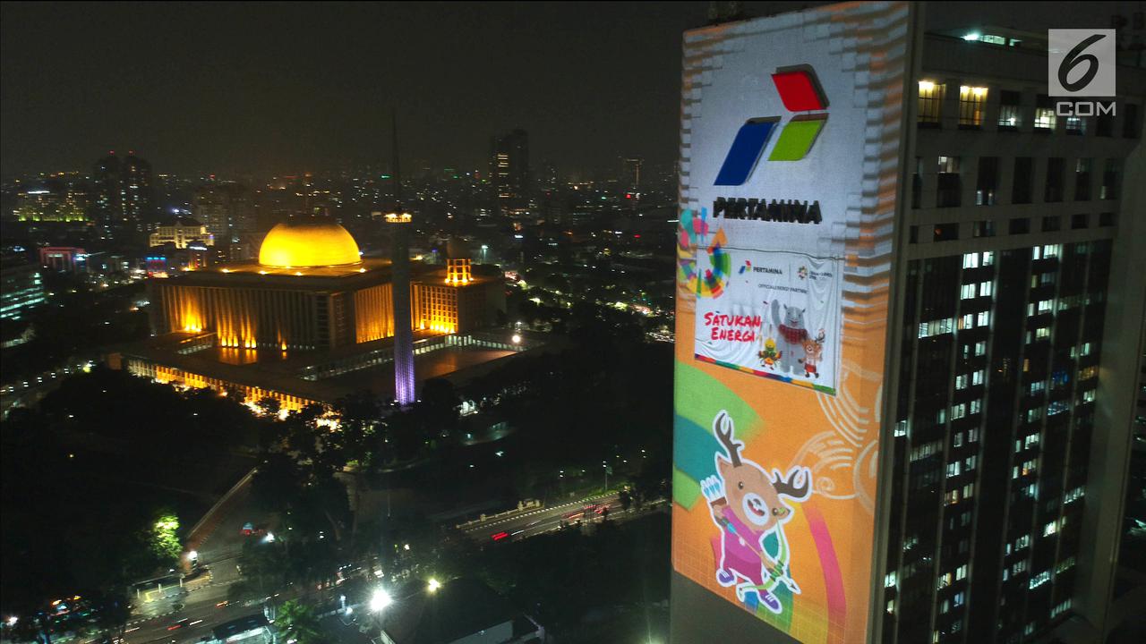 Keren, Video Raksasa Asian Games 2018 Hiasi Gedung Pertamina