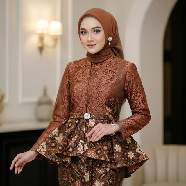 Gamis Batik Brokat Rich Rown (Image by Gemini AI)