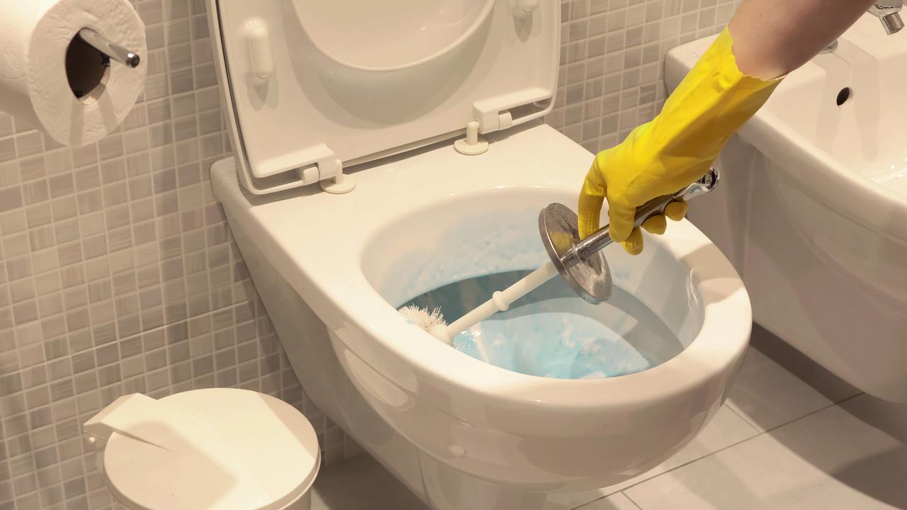 Membersihkan toilet kamar mandi