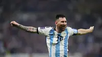 Penyerang Argentina Lione Messi mencetak tujuh gol dan membuat tiga assist dalam tujuh penampilan di Piala Dunia 2022.&nbsp;(AP Photo/Petr David Josek)