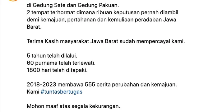 Unggahan Ridwan Kamil. (Foto: Dok. Instagram @ridwankamil)