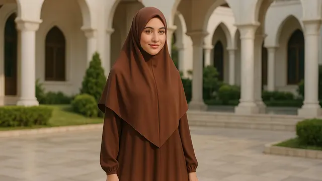 Model Gamis Syari Polos Kombinasi 2 Warna Terbaru