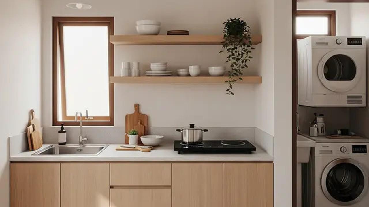 9 Model Dapur Mungil 1,5x2 Meter Rumah Type 21 yang Menyatu dengan Ruang Laundry