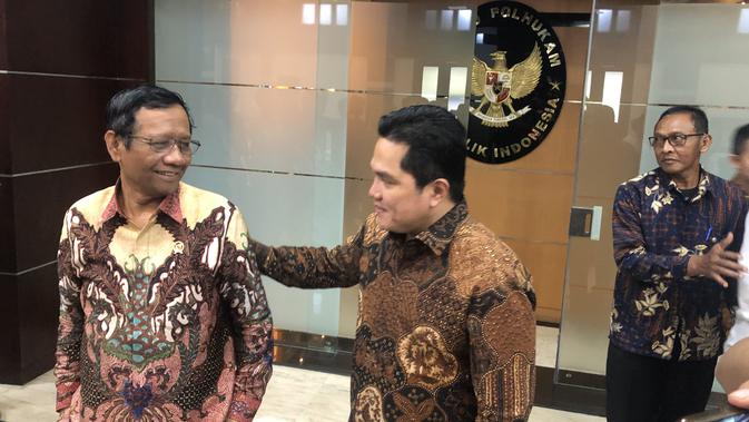 Menko Polhukam bertemu Menteri BUMN Erick Thohir. (Putu Merta Surya Putra/Liputan6.com)