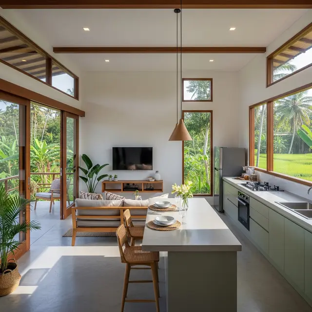 Rumah di desa 5x6 meter Konsep Kontemporer Open Plan (Gemini AI)