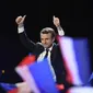 Emmanuel Macron setelah meraih suara terbanyak putaran pertama pilpres Prancis (Eric FEFERBERG / AFP)