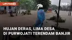 Hujan deras pada Rabu (25/12/2024) sebabkan banjir. Banjir terjadi di Desa Kaliwangi, Kalipaten, Karangtalun Lor/Kidul, Purwojati