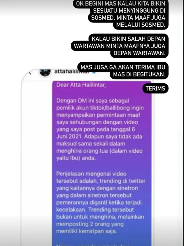 Unggahan Atta Halilintar. (Foto: Instagram @attahalilintar)