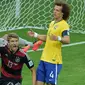 Thomas Muller merayakan golnya ke gawang Brasil saat Jerman membantai Tim Samba 7-1 di Piala Dunia 2014 (Gabriel Bouys / AFP)