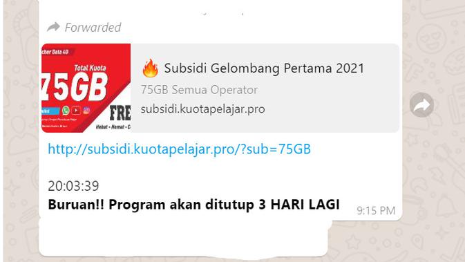 Informasi program subsidi kuota internet pelajar gelombang pertama 2021