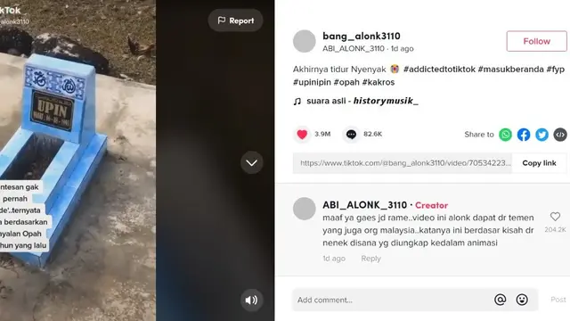Viral Video Makam Upin Ipin Asli di TikTok.