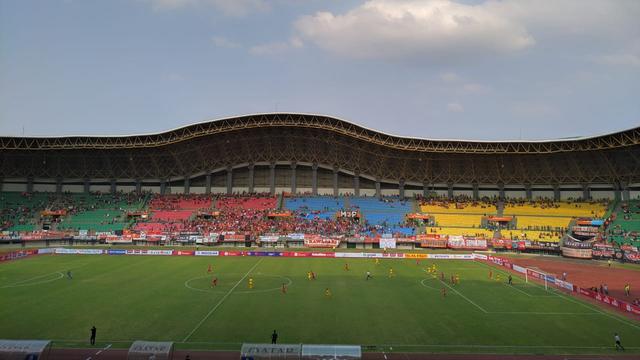 Persija Vs Bhayangkara FC di Stadion Patriot Candrabhaga, Bekasi, Sabtu (10/8/2019) sepi penonton.