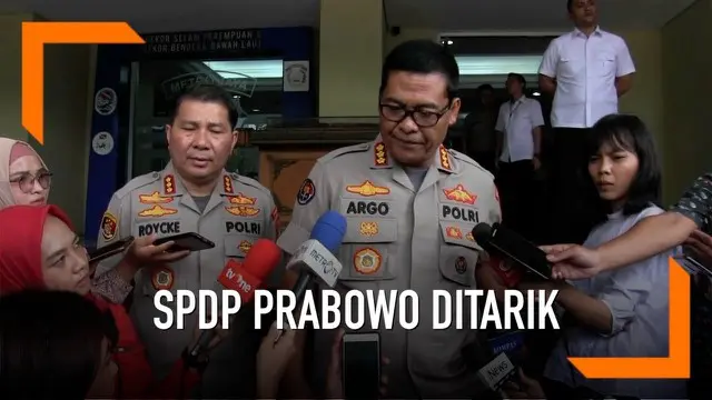 Polda Metro Jaya tarik surat perintah dimulainya penyidikan atau SPDP yang mencantumkan nama Prabowo Subianto terkait kasus dugaan makar. Apa alasannya?