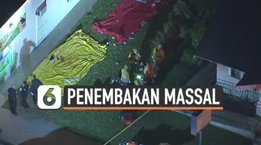 Tiga orang tewas dan sembilan orang lainnya terluka dalam penembakan massal di sebuah rumah di Long Beach, California, pada Selasa (29/10/2019). Penembakan ini diketahui terjadi saat pesta Halloween.