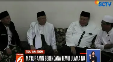 Usai menghadiri acara Haul di Pondok Pesantren Miftakhul Mubtadiin, Ma'ruf Amin diagendakan menggelar silaturahmi dengan para ulama Nahdhatul Ulama sekabupaten Tegal.