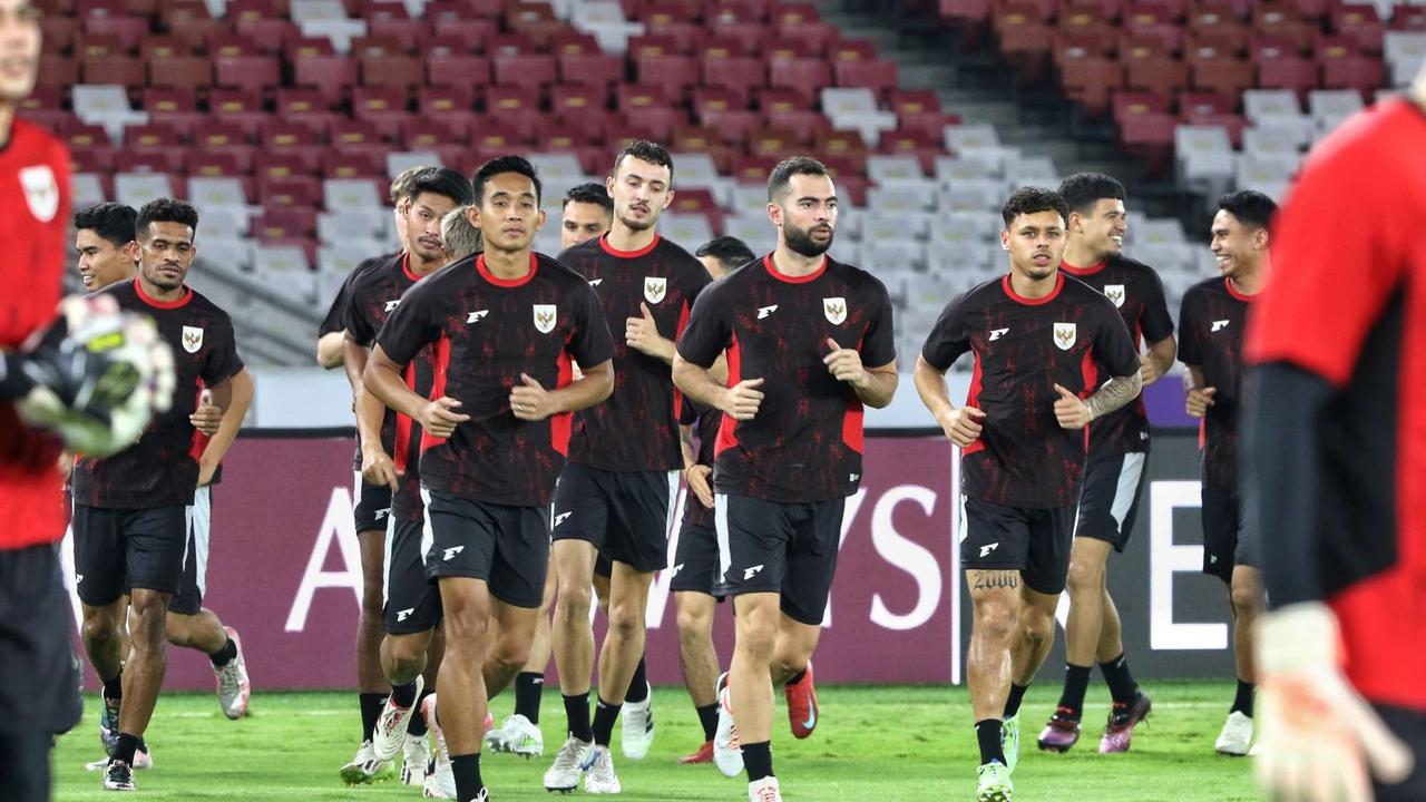 Latihan terakhir Timnas Indonesia sebelum lawan Bahrain