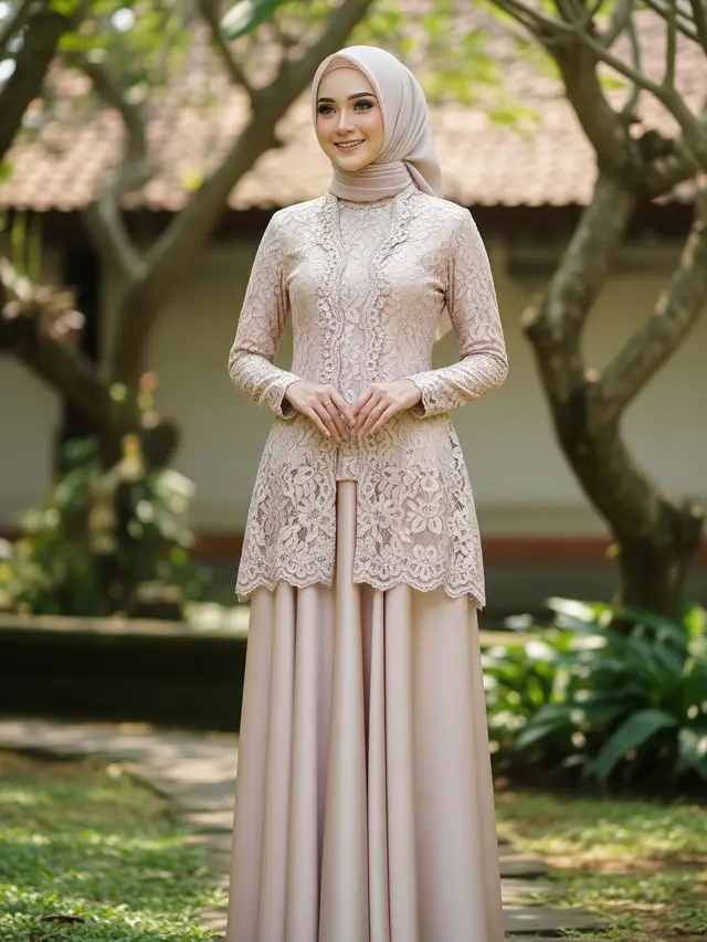 Model Gamis Terbaru Brokat Kombinasi Satin