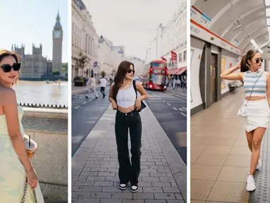Foto kombinasi Andi Annisa Iasyah mengenakan kaca mata saat liburan di London, Inggris. Ia tampil modis dan stylish di foto ini. (Instagram/andiannsyah)