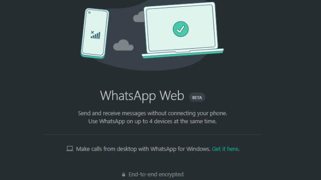 Pakai WhatsApp di komputer tanpa smartphone harus aktif. Dok: tangkapan layar WhatsApp