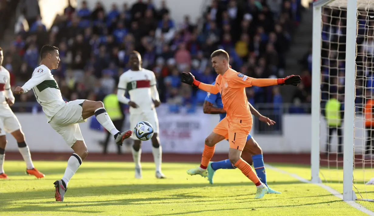 Gol tunggal Portugal dicetak oleh Cristiano Ronaldo pada menit ke 89. (AP Photo/Brynjar Gunnarsson)