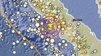 Gempa Magnitudo 6,2 mengguncang wilayah Samudera Hindia, tepatnya di sebelah barat Aceh Selatan, Jumat sore (31/1/2025), pukul 18.03.43 WIB. (Liputan6.com/ Dok BMKG)