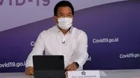 Juru Bicara Satgas COVID-19 Wiku Adisasmito menjelaskan peluang transmisi penularan virus Corona dipengaruhi kedisiplinan menjalankan protokol kesehatan saat konferensi pers di Graha BNPB, Jakarta, Kamis (31/12/2020). (Tim Komunikasi Satgas COVID-19)