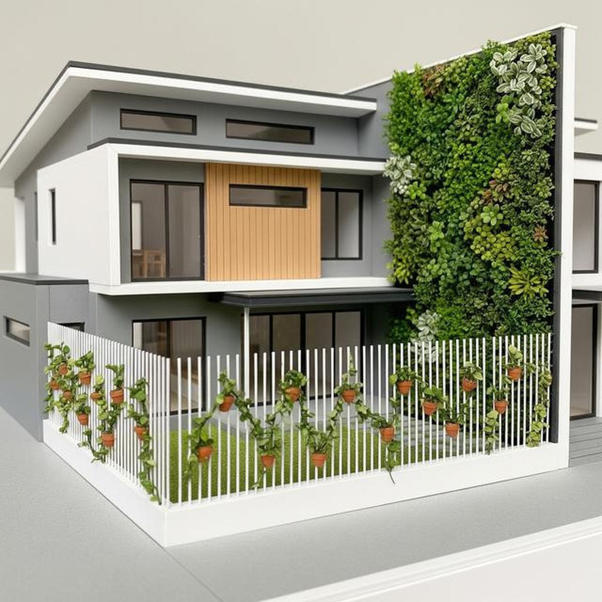 6 Model Rumah Kecil Tapi Luas dengan Pagar Tanaman Hias Modern Minimalis