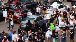 Aksi demonstrasi yang bermula di Los Angeles kini mencapai San Francisco, memicu kerusuhan dan penangkapan massal. (Michael Ciaglo/Getty Images North America/Getty Images via AFP)