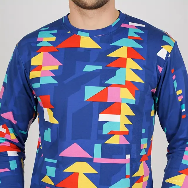 Kaos Lengan Panjang Full Print Abstrak