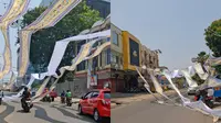 Dekorasi HUT RI Lepas Melintang di Jalan Lampung, Pengendara Nyaris Terjerat