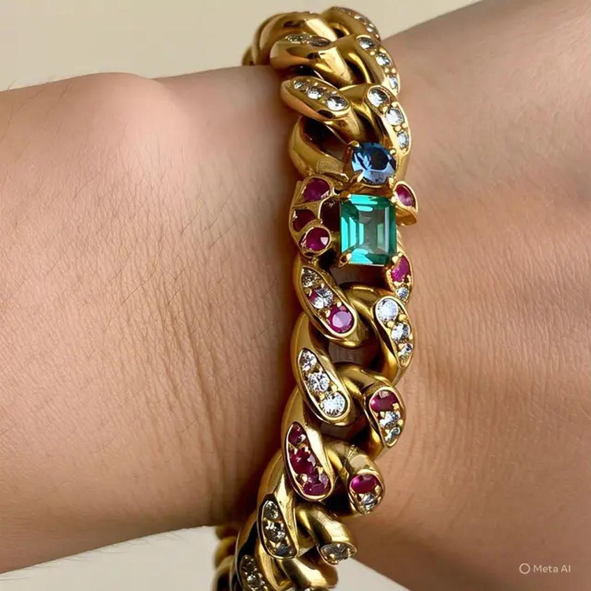 7 Model Gelang Emas Rantai dengan Batu Permata, Bikin Penampilan Harian Makin Elegan