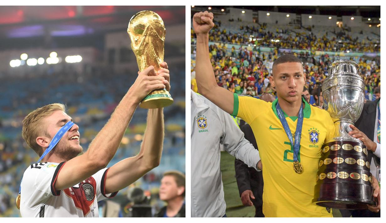 Trofi di level klub lebih berpeluang diraih seorang pemain dibanding di level timnas karena frekuensinya yang rutin tiap tahun. Uniknya 5 pemain berikut justru belum pernah meraih trofi bersama klub, namun dapat meraih trofi bergengsi di level timnas. (Kolase Foto AFP)