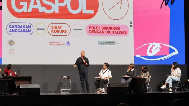 Calon Presiden 2024 Ganjar Pranowo dalam acara Ideafest Lead The Leap di Jakarta Convention Centre (JCC), Sabtu (30/9) (Istimewa)