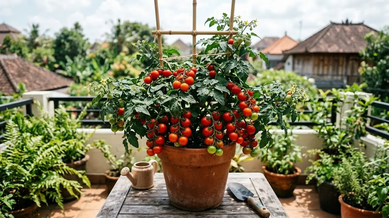Cara Membuat Tanaman Tomat Pendek tapi Rajin Berbuah di Pot