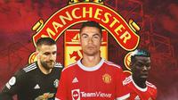 Manchester United - Luke Shaw, Cristiano Ronaldo, Paul Pogba (Bola.com/Adreanus Titus)