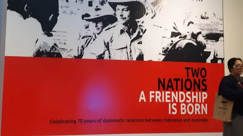 Pameran sejarah hubungan diplomatik RI - Australia yang memasuki usia ke-70 tahun, di Museum Nasional, Jakarta, Rabu 13 November 2019 (Rizki Akbar Hasan / Liputan6.com)