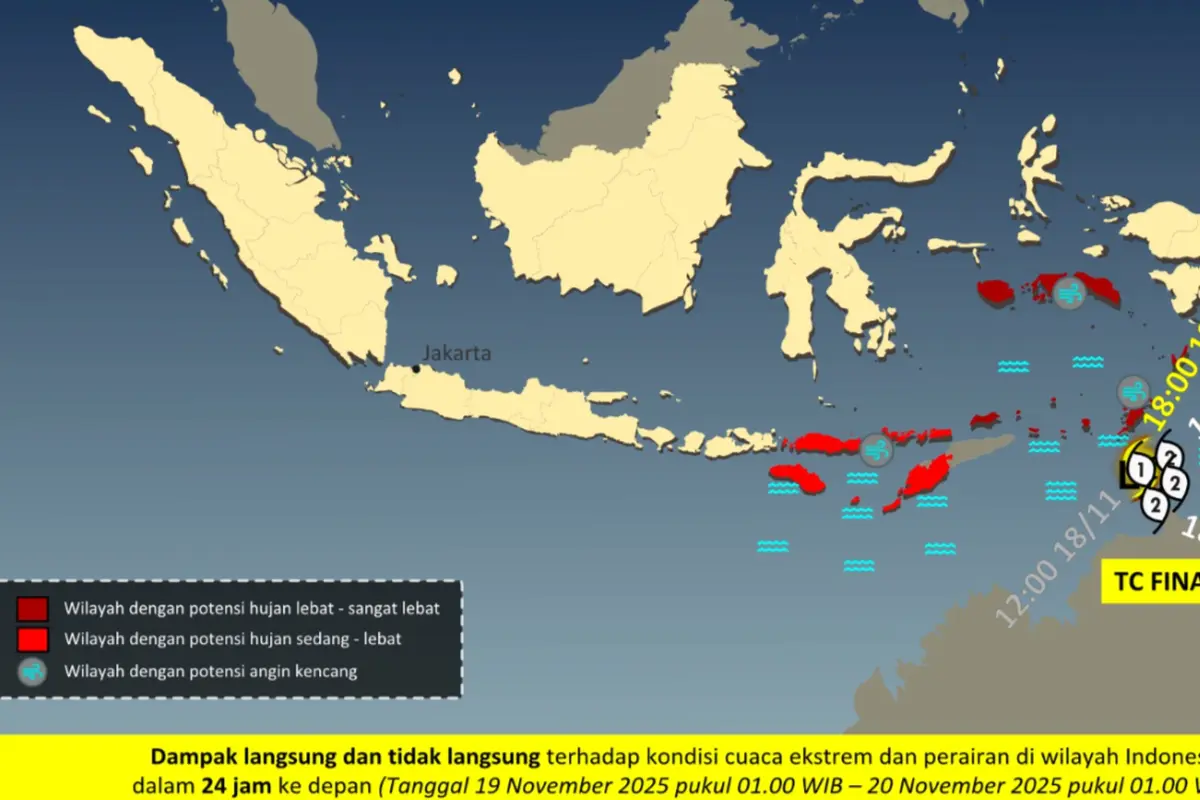 BMKG Ingatkan Dampak Cuaca Ekstrem di Wilayah Timur Indonesia Susul Terbentuknya Siklon Tropis Fina