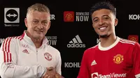 Jadon Sancho. Pemain sayap Inggris berusia 21 tahun ini baru saja didatangkan Manchester United dari Borussia Dortmund pada 23 Juli 2021 dengan nilai transfer 73 juta pounds. Ia terikat kontrak bersama Setan Merah selama 5 tahun dengan opsi perpanjangan 1 tahun. (Foto: twitter@manutd)