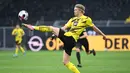 Erling Braut Haaland. Striker Borussia Dortmund ini tampil ciamik di Liga Jerman maupun Liga Champions musim ini. Dengan dana besar awal musim nanti, Ole Gunnar Solskjaer memiliki kans untuk memboyongnya ke Old Trafford. (AFP/Ina Fassbender)