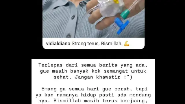 Vidi Aldiano Kembali Posting Kondisi Sedang Diinfus. (instagram/vidialdiano)