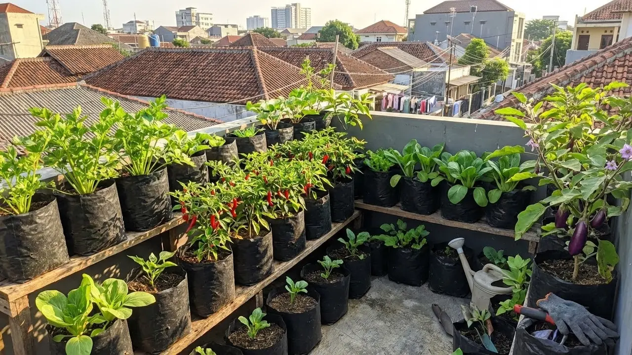 Kebun Sayur Kecil di Balkon Kos (Foto: AI)