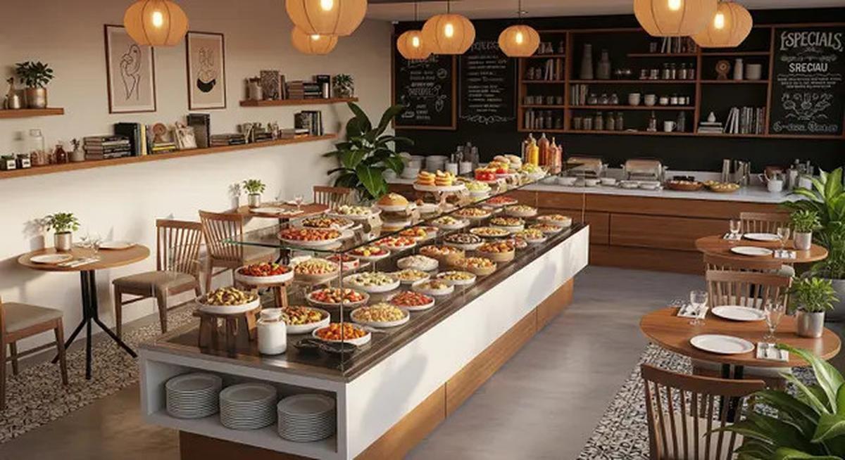 8 Desain Warung Prasmanan di Teras Rumah dengan Etalase Kaca Panjang, Pembeli Bisa Langsung Lihat Menu