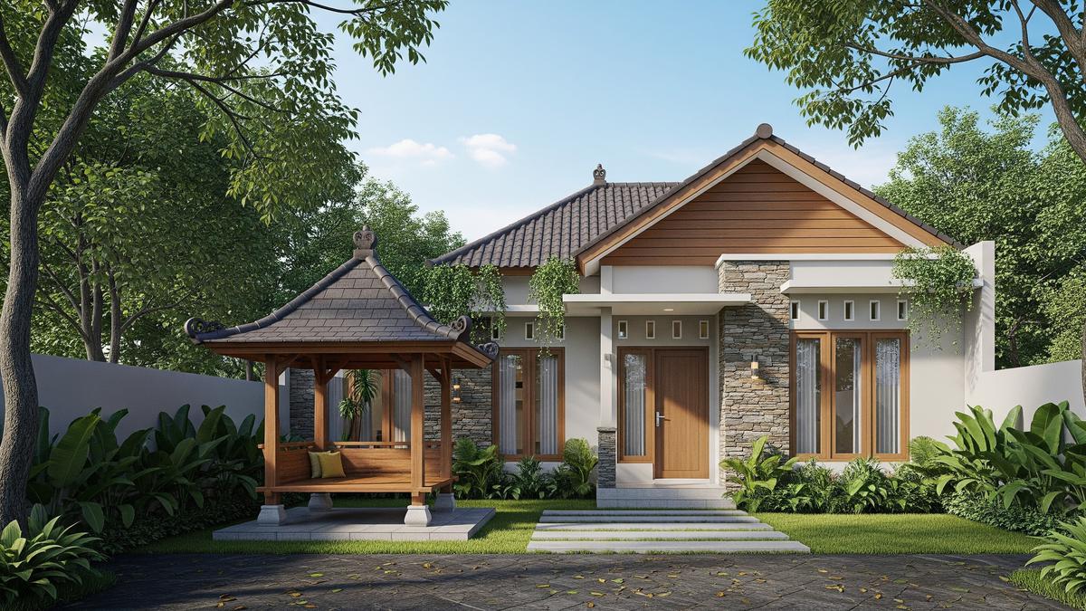 Rumah 1 Lantai dengan Tempat Santai Depan Rumah untuk Relaksasi dan Mempercantik Fasad