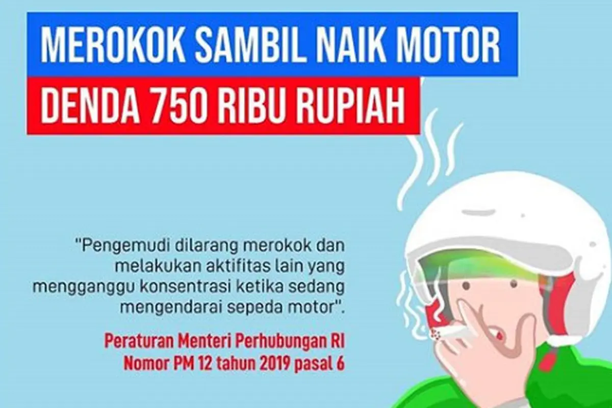Merokok Sambil Naik Motor, Siap-siap Didenda Rp750 Ribu