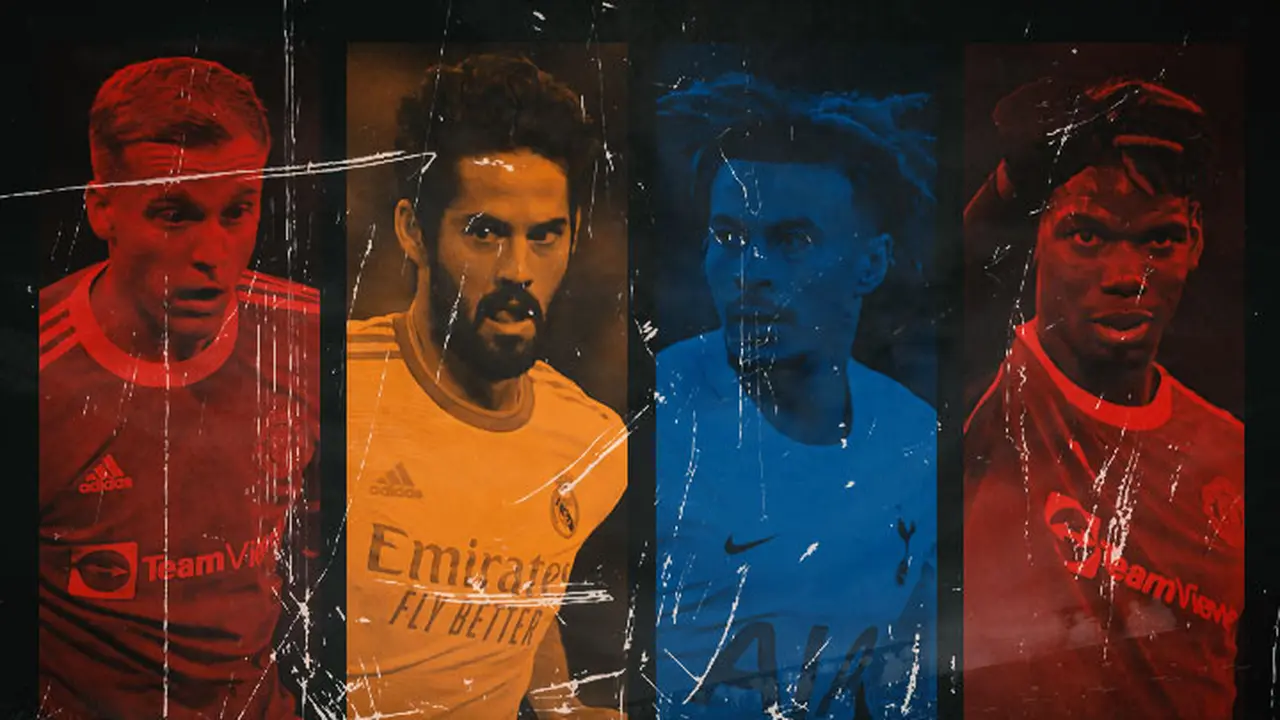 Ilustrasi - Donny van de Beek, Isco, Dele Alli, Paul Pogba
